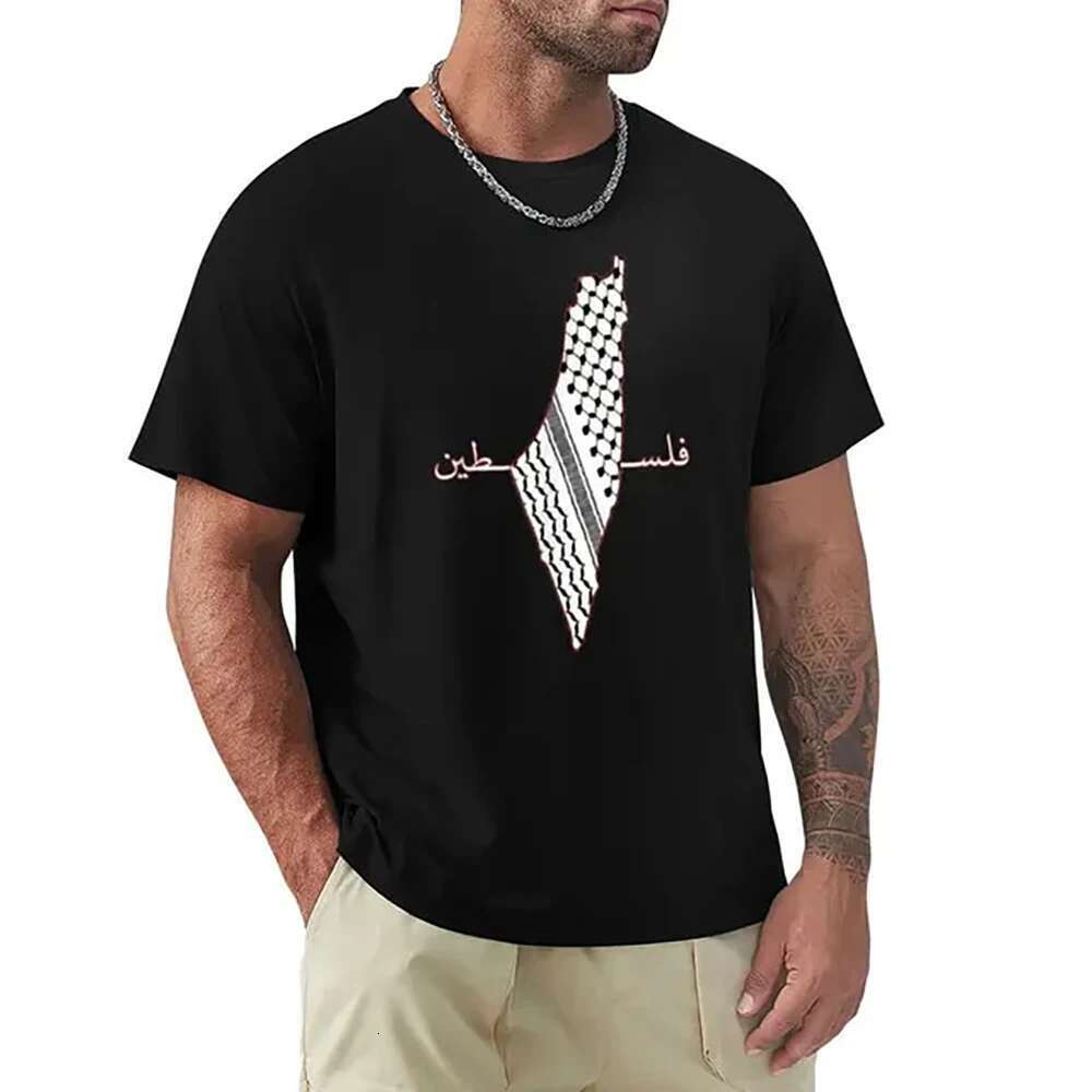 Jrjz Men's Clothing, Children's Palestine Map Printed Short Sleeve Casual Cotton T-shirt, Men's Arab Shemagh, Palestinian Flag Roli
