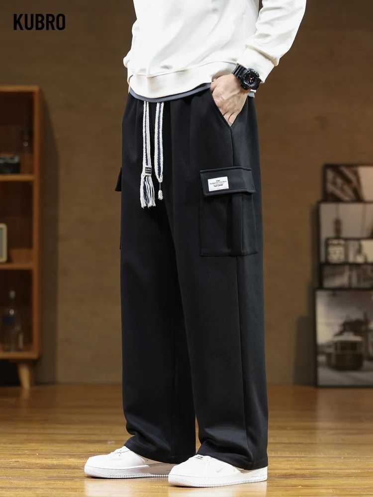 Spring and autumn multi pocket sports pants for men drawstring sports clothes casual track pants Plus size loose straight pants 8XL W250318