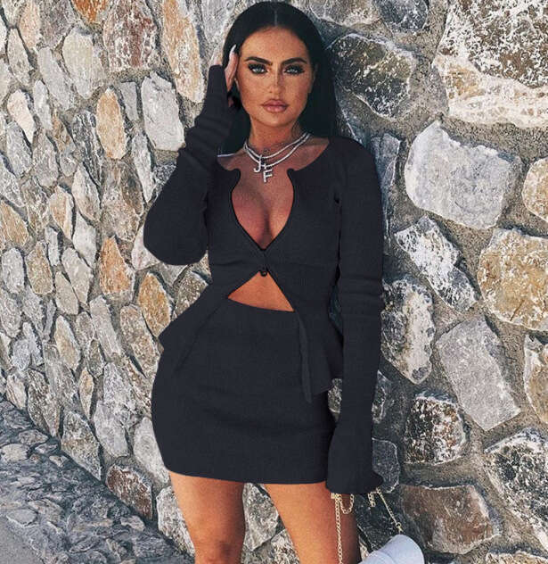 Women's Swimsuit Tight Dress 93513 High Waist Knitted Thread Wrapped Butt Solid Color For Women 2024 New Spicy Girl Versatile Short Skirt