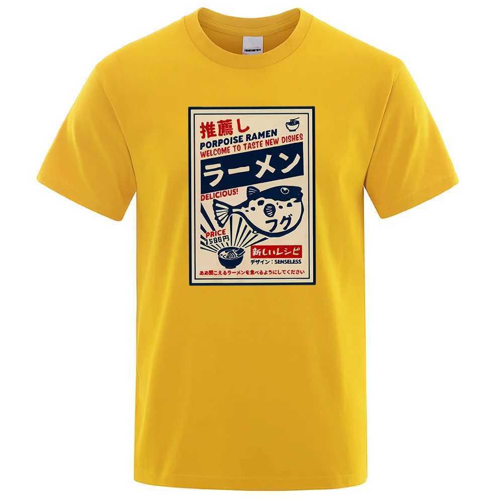 Puffer Fish Ramen Japanese Menu poster T-shirt mens funny fashion T-shirt comfortable oversized T-shirt casual cotton T-shirtXJ250318