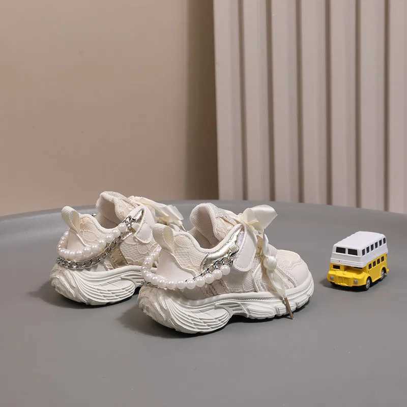 Childrens Shoes 2024 New Toddler Girls Sport Shoes Pearl Soft Sole Breathable Outdoor Tennis Fashion Kids Sneakers EU21-30 W250318