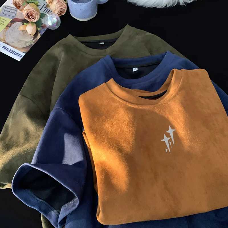 Retro suede T-shirt 5-color short sleeved graphic printed T-shirt plus size neutral T-shirt top New Gothic T-shirtT250318