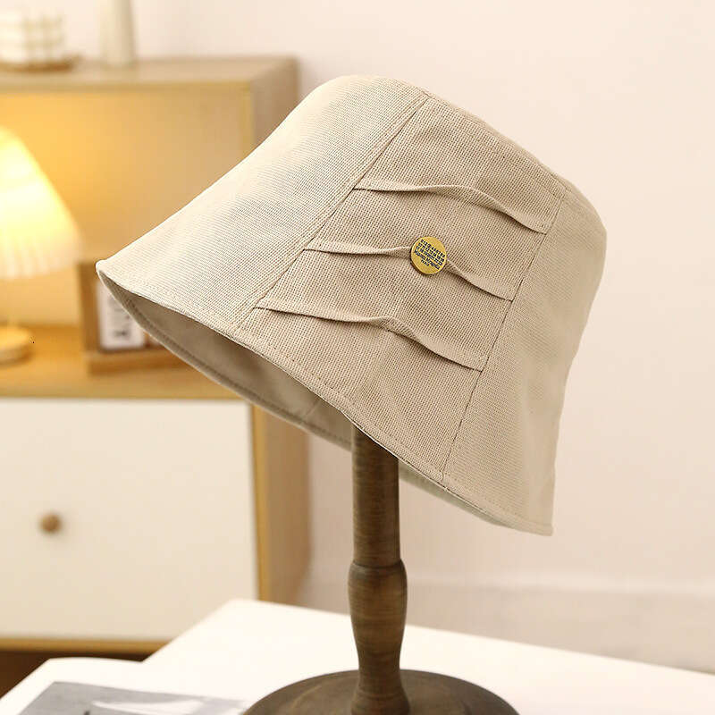 Hat, female fisherman hat, design sense, niche, covering, face highlighting, small shade, sun protection, trendy ins pleated bucket hat