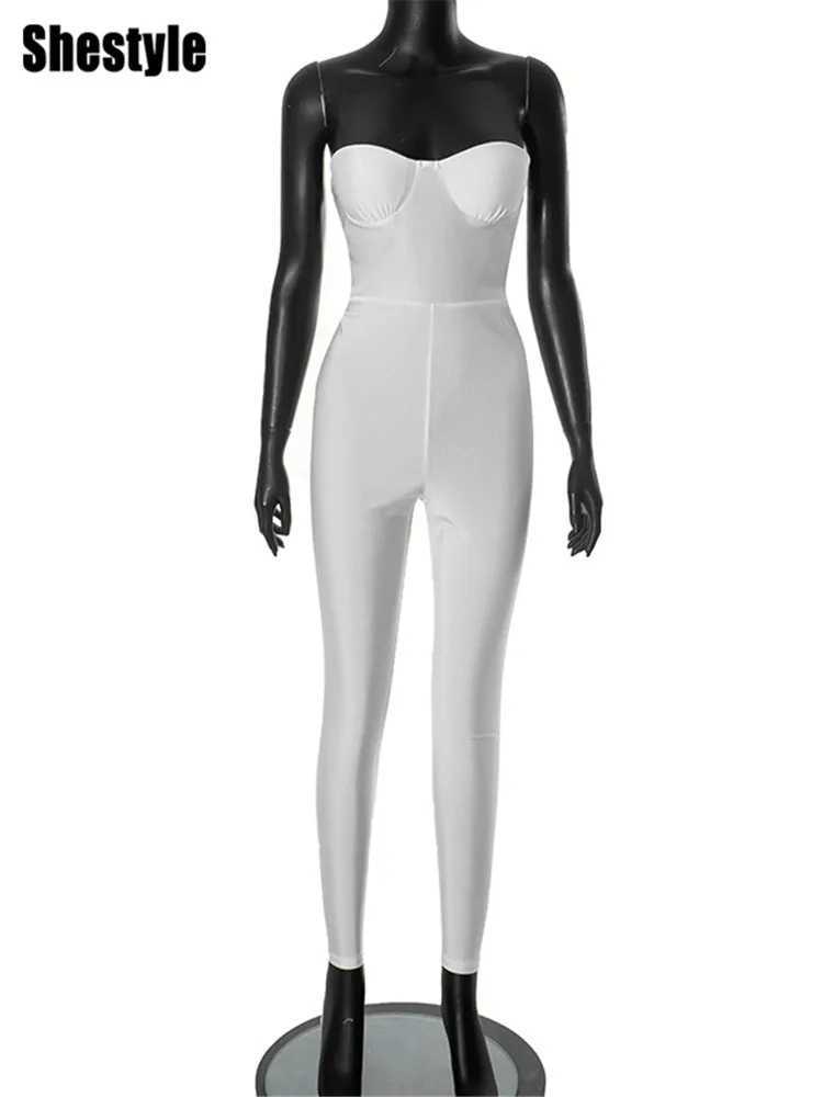 Shestyle strapless backless chest sponge cup body wrap solid fashionable womens jumpsuit underwear Hipster sexy hot X250318