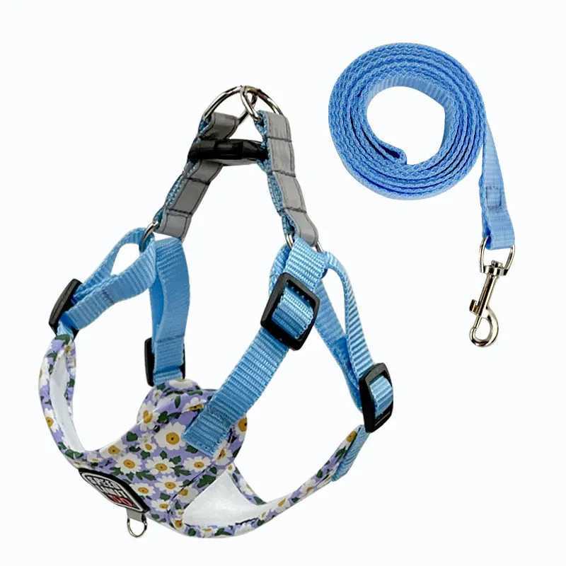Pet dog harness nylon non pull reflective dog chest strap breathable adjustable pet collar suitable for small dogs and catsT250318