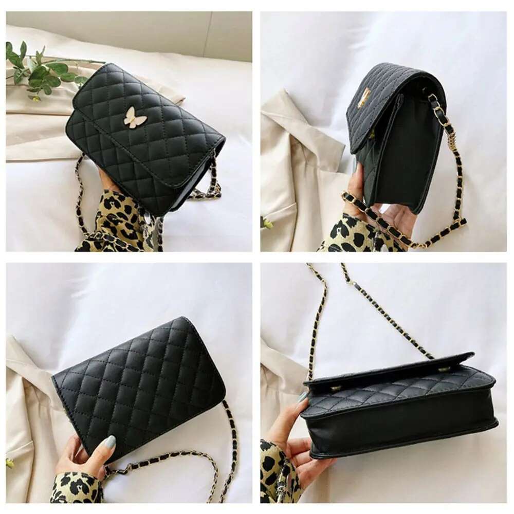 Plaid Chain Classic Bag Fashion PU Leather Shoulder Bags Women Trendy All-Match Crossbody Handbag Korean Style Mini Pouch