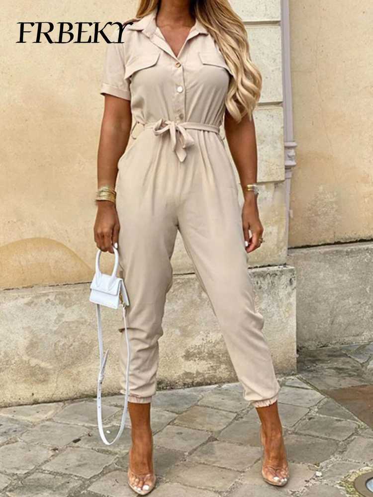 Womens casual lapel lace printed work belt jumpsuit womens one-piece tight fitting clothing womens fashionable and elegant long jumpsuit X250318