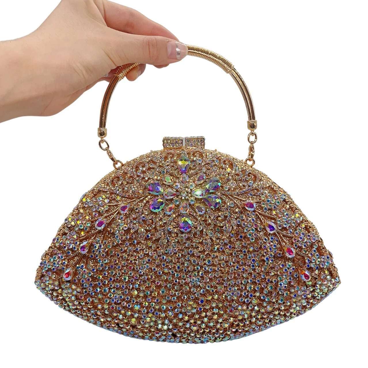 XIYUAN Elegant Red/Green Stones Evening Clutch Purse Bags Women Formal Party Totes Handbags Bridal Wedding Rhies Handbag