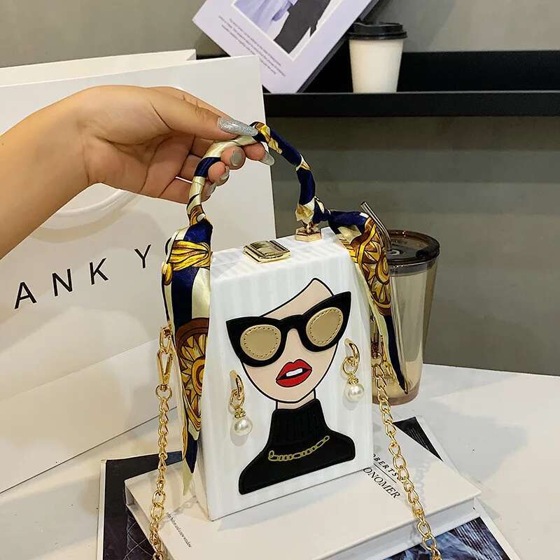 Evening Bags For Women 2022 New Fashionable Leather Shoulder Bag Woman Hard High Quality Hip Hop Party Designer Handbag