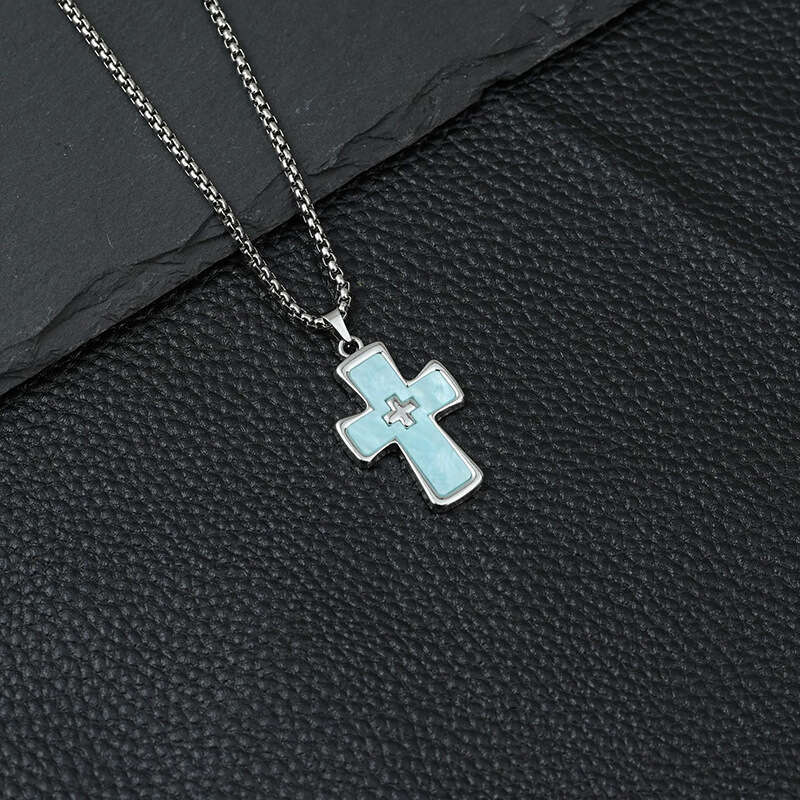 Sweet and Cool Dopamine Double Cross Pendant Blade Necklace Women's Autumn Titanium Steel Niche Design Versatile Clavicle Chain