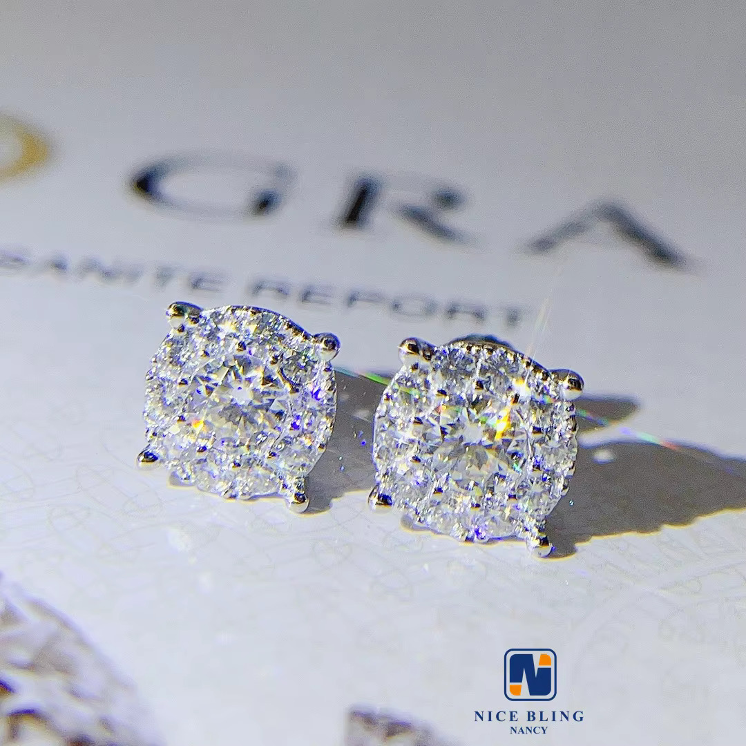 Fashion 925 Sterling Silver Earring INS High Quality VVS Moissanite Minimalist Jewelry Ear Studs Earring