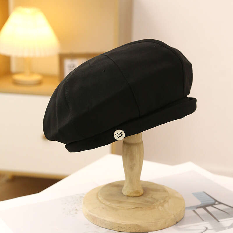Beret Women's Spring and Autumn 2024 New Ins Painter Show Face Small Octagonal Hat Big Headcircumference