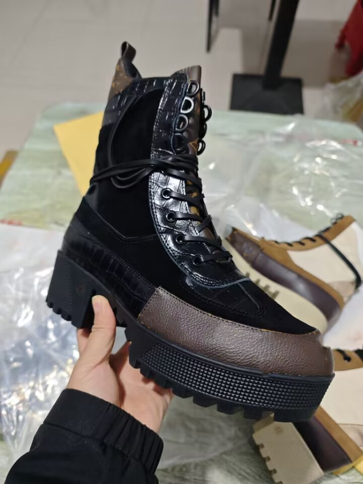 Classic Designer Women Chunky Heel Boots Fashion Real Genuine Leather Snow Boots Shoes