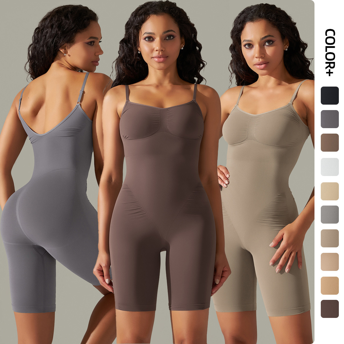 tracksuit Seamless knitted solid color tight fitting high elastic jumpsuit, shorts, sports running fitness suit for women leggings yoga