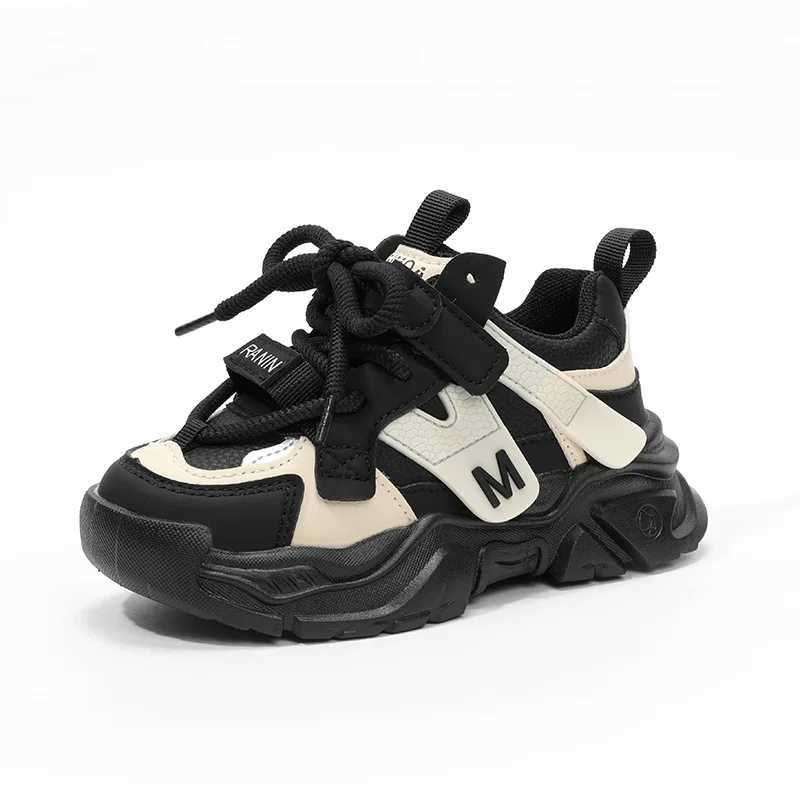 Childrens sports shoes 2024 autumn childrens casual sports shoes boys patch work color soft PU leather boys breathable tennis shoes W250318
