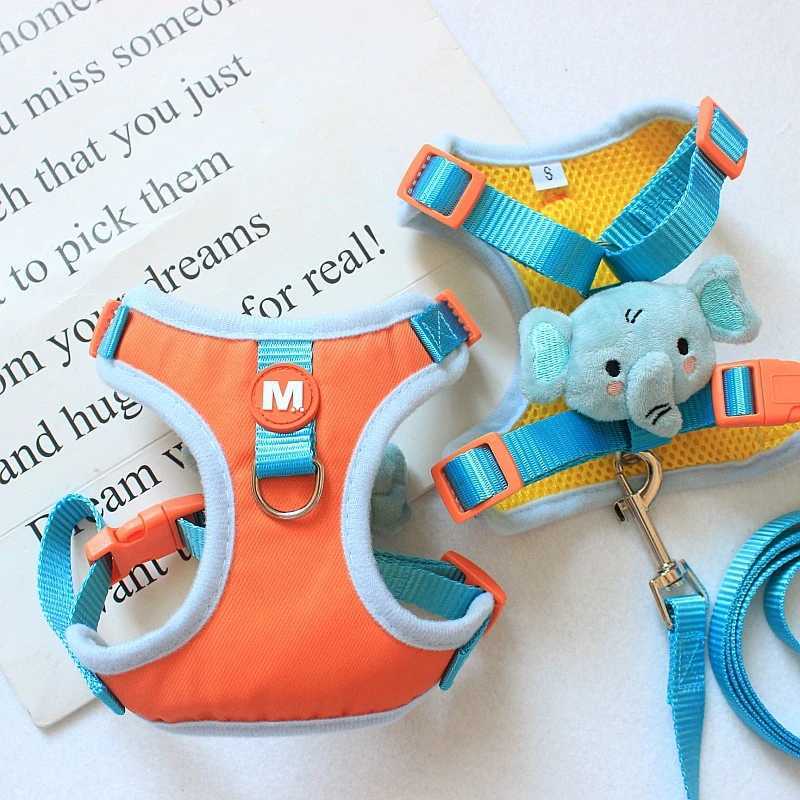 Adjustable French Bulldog Pet Neck Collar for Dogs Animal Print Puppy Harness Vest Polyester Small Medium Dog Leash AccessoriesT250318