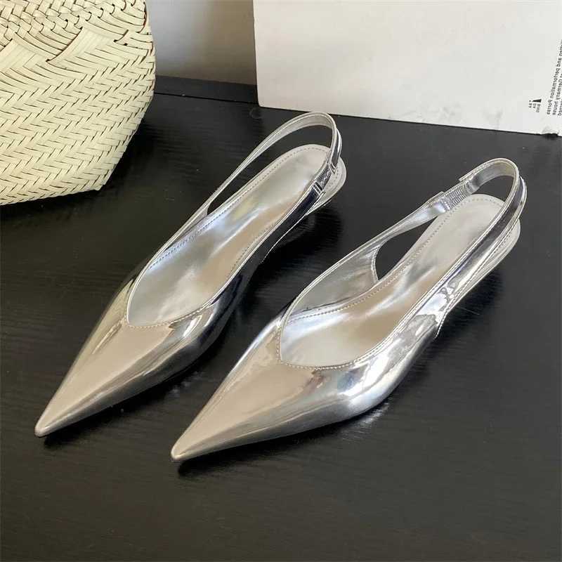 Equal Womens Patent Leather Pointed Toe Win Pumps Elegant Low H Sandals Casual Dress Street Style Shoes Y250317