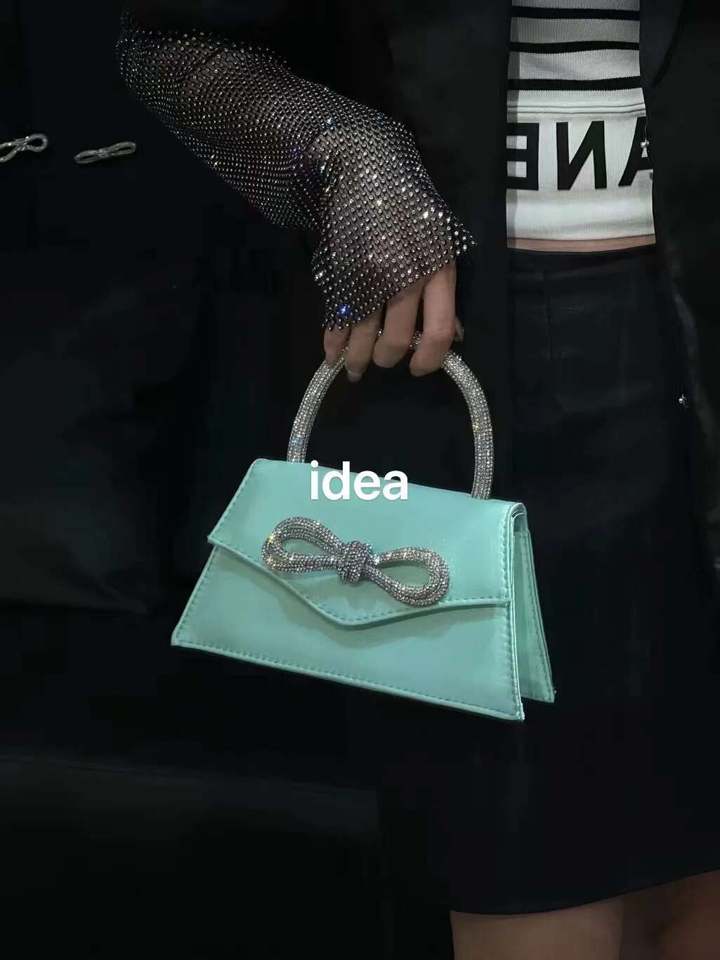 Satin Glitter Shiny Bow Knot Women Handbag Bg Rhies Dia Evening Wedding Party Clutch Purse Crossbody Bag