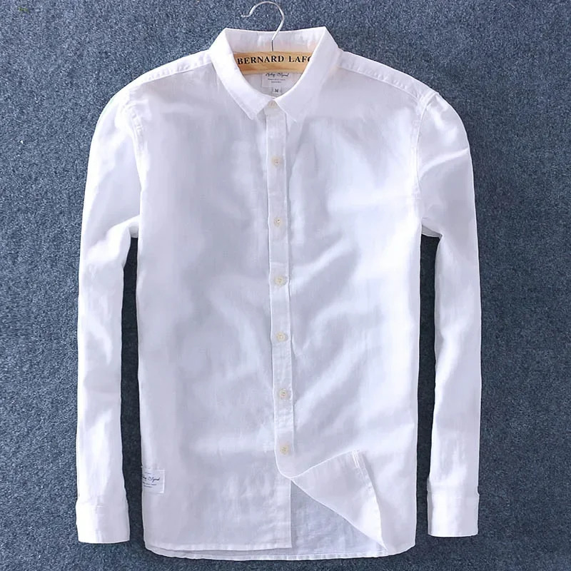 Schinteon Men Spring Summer Cotton Linen Shirt Slim Casual Long Sleeves Square Collar Comfortable Undershirt Male 3XL 4XL 250317