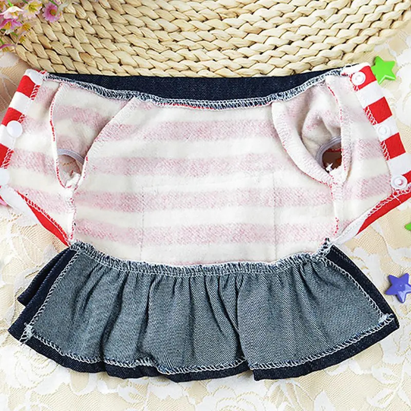 Spring and summer pet dog clothing striped bear cute cat with denim tight fitting clothes Yokichiwawa dress Ropa Perro 250318