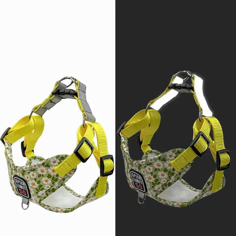 Pet dog harness nylon non pull reflective dog chest strap breathable adjustable pet collar suitable for small dogs and catsT250318