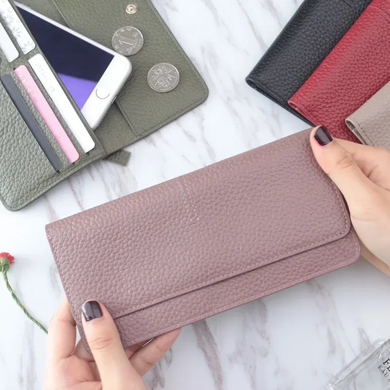 Womens wallet leather womens long wallet fashionable zipper bag multi-color wallet splicing wild coin wallet Billetera Mujer 250317