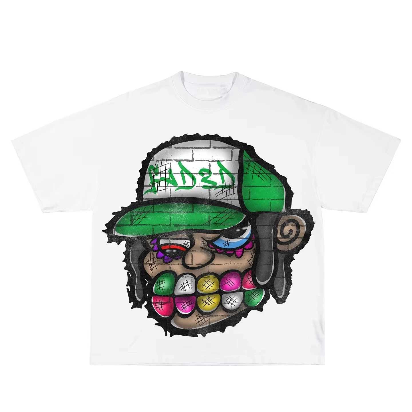 Y2K streetwear big head cartoon printed graphic T-shirt oversized womens casual loose Harajuku short sleeved clothing from the 2000sXJ250318