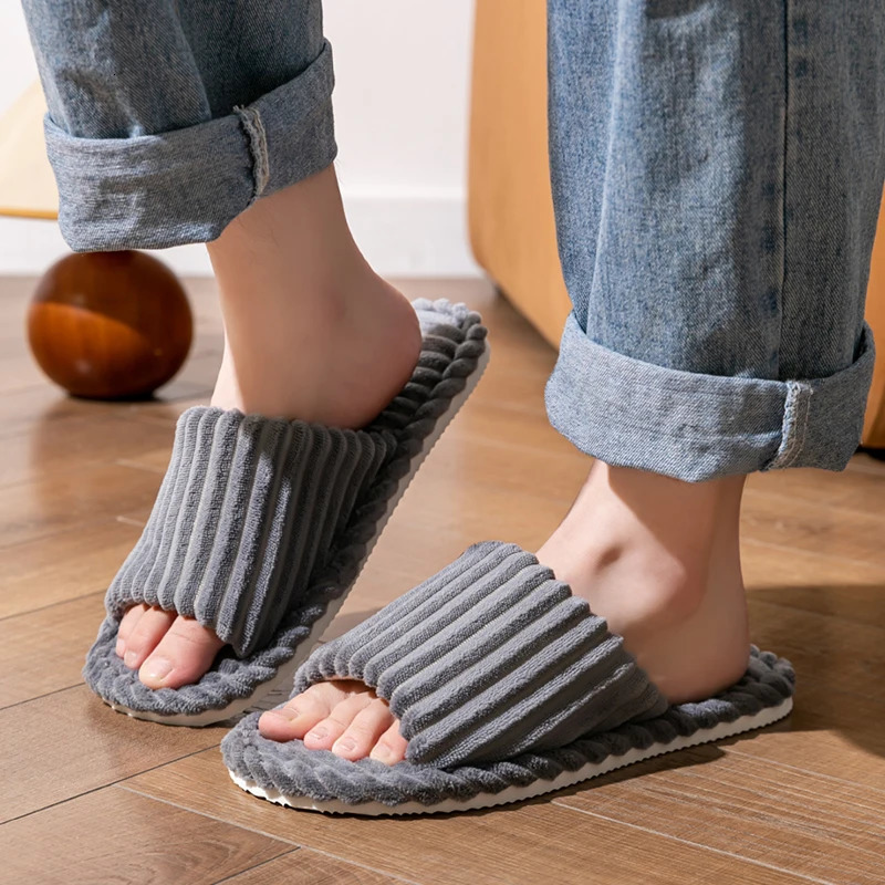 Mens open Toed Slippers Autumn and Winter Indoor Anti slip Breathable Bedroom Silent Couples home Shoes for Srping and Autunm 250318