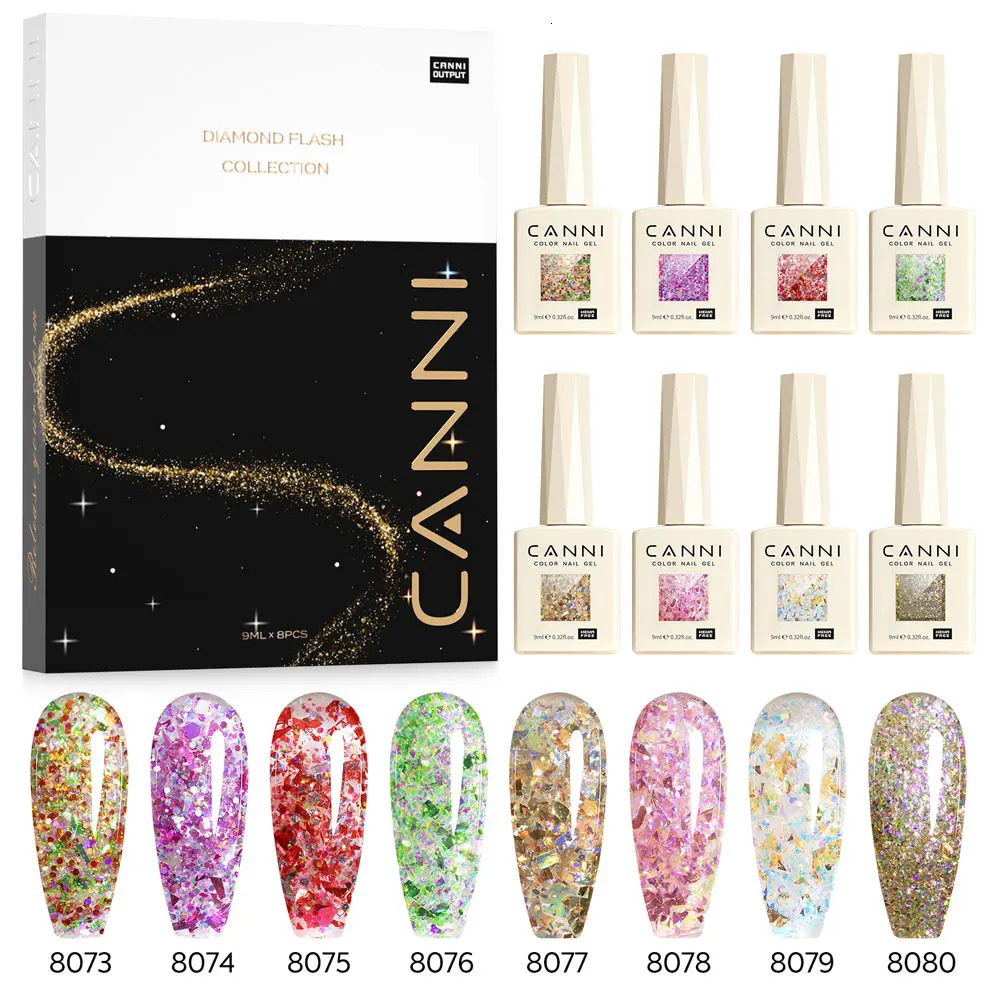 CANNI Glitter Galaxy Cat Eye Nail Gel Polish Kit HEMA FREE Soak Off UV LED Diamond Sparkle Gorgeous Color Semi Permanent Gel 250314