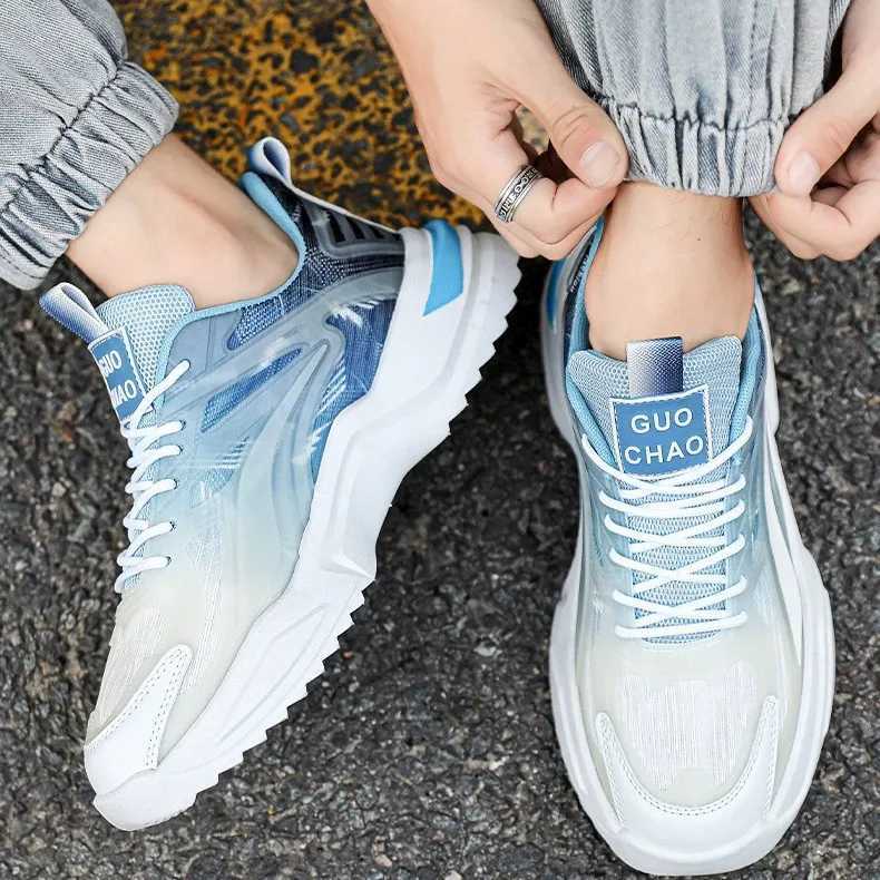 Spring 2025 new casual Fi thick soled dad shoes student running sports shoes fashionable and breathable mens shoes Y250318