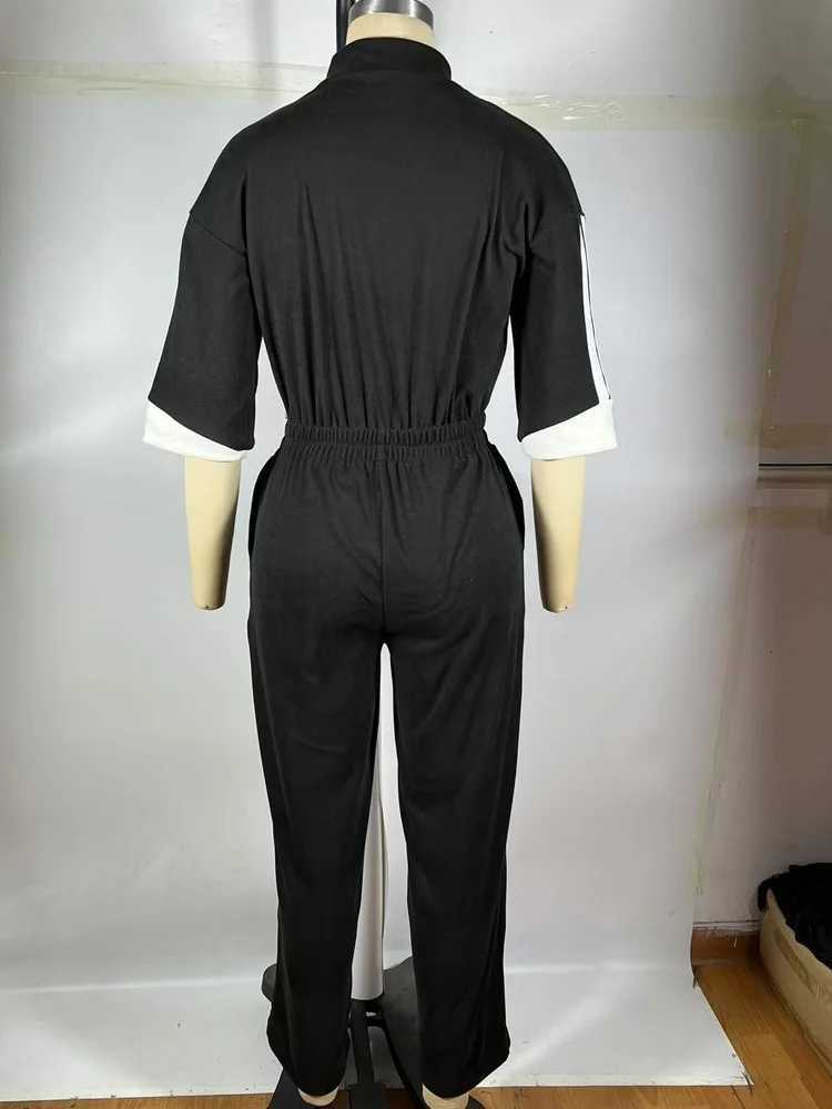 Beyprern Bragg Womens Sprint Right jumpsuit Slve Zipper Front Stripe jumpsuit Set Club jumpsuit X250318
