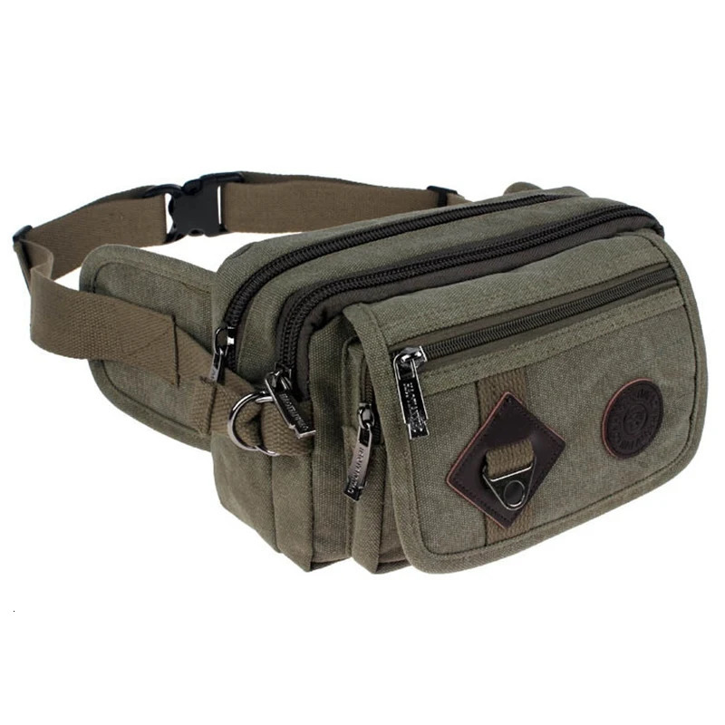 High Quality 2024 Fashion Casual Canvas Messenger Bags Waist Packs Purse Men Portable Vintage Men Waist Bags Travel Belt Wallets 250314