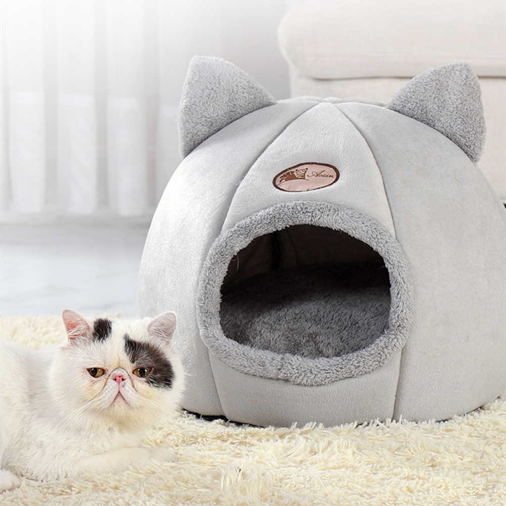 Cute Pet Dog Cat House Foldable Kennel Winter Warm Nest Soft Comfortable Animal Puppy Cave Sleeping Mat Drop