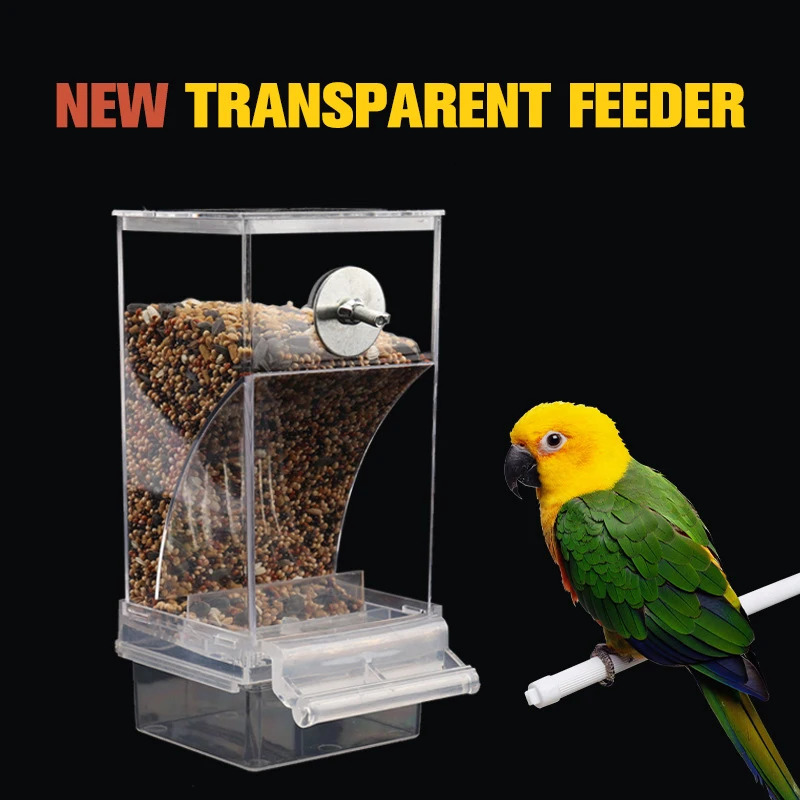 Chaos free bird feeder automatic parrot beverage acrylic seed food container cage accessories suitable for small and mediumsized parachutes 250318