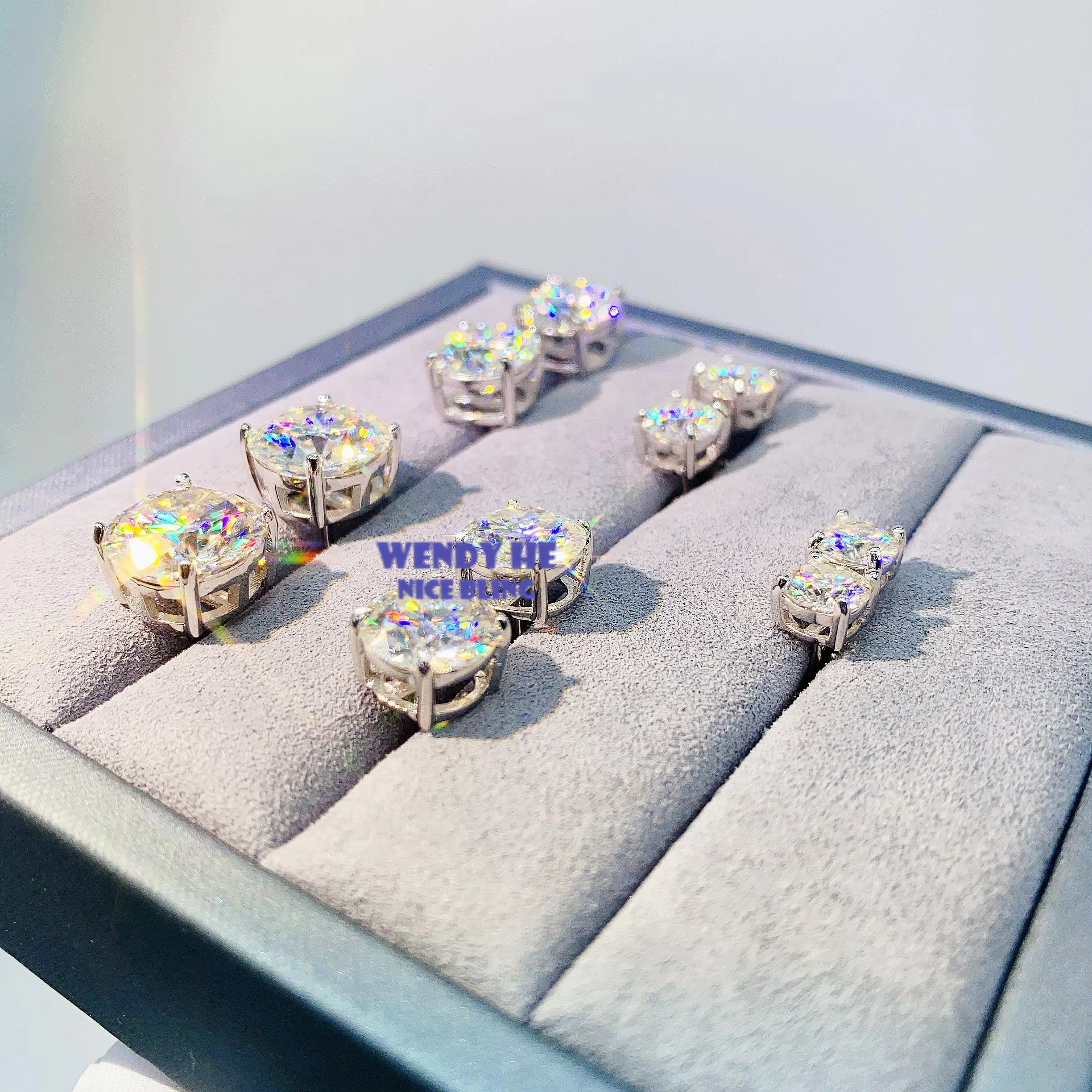 Luxury Diamond VVS Moissanite Round Stud Earrings S925 10K 14K 18K Solid Gold Stud Earrings Women Men Moissanite Earrings