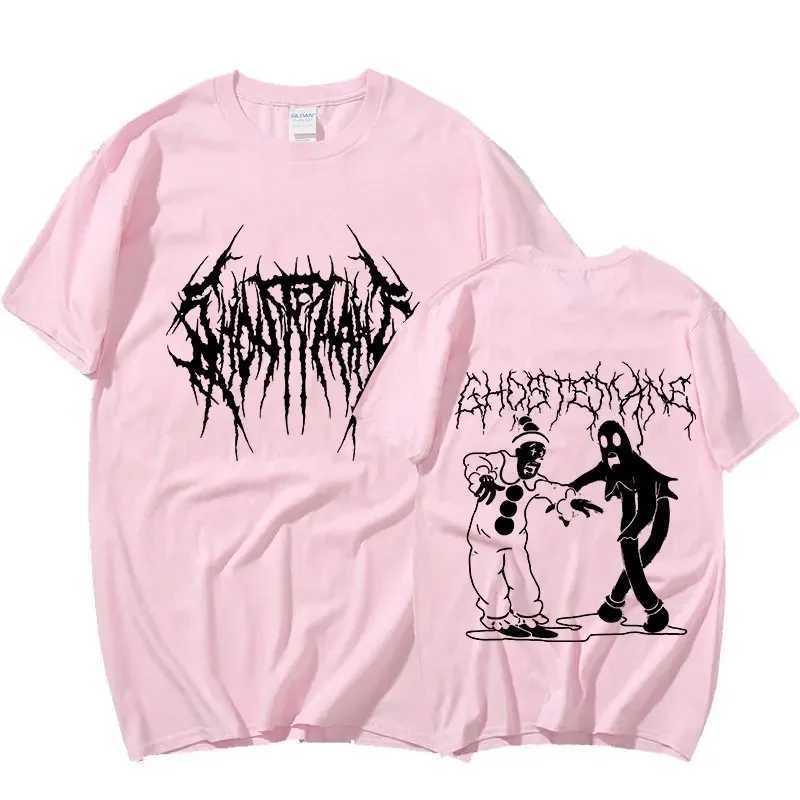 Ghostemane double-sided printed T-shirt mens 100% pure cotton fashionable hip-hop metal gothic rock T-shirt oversized loose streetwearT250318