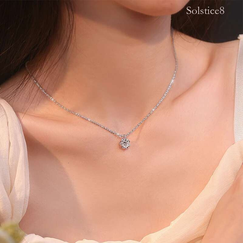 GRA Certified Moissanite 6 Prong Pendant Necklace Real S Sterg Sier Sparkg Cauliwer Chain for Women Fine Jewelry