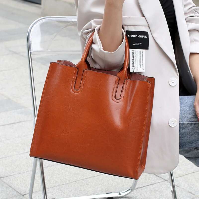 Toptrends Cowhide Genuine Leather Large Tote For Women 2025 Trend Designer A4 Office Shouder Bags Shopper Ladies Handbags