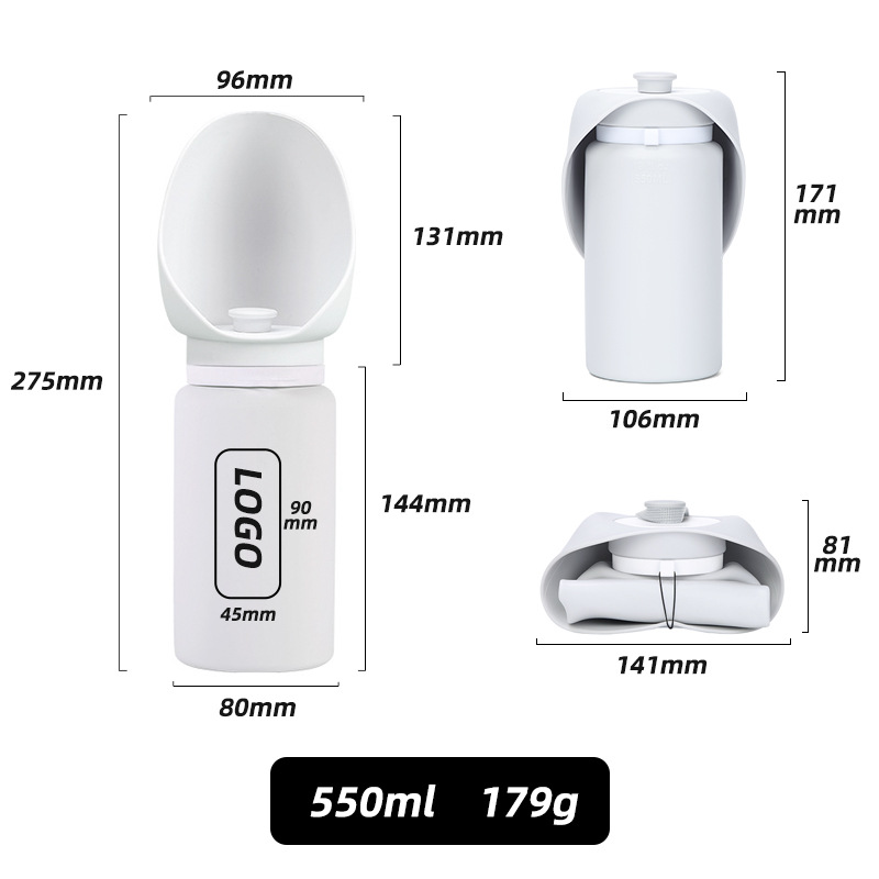 High Volume 550ml Pet Walking Mug Folding Leak Proof Pet Water Bottle Portable Collapsible Water Dispenser Cup Puppy