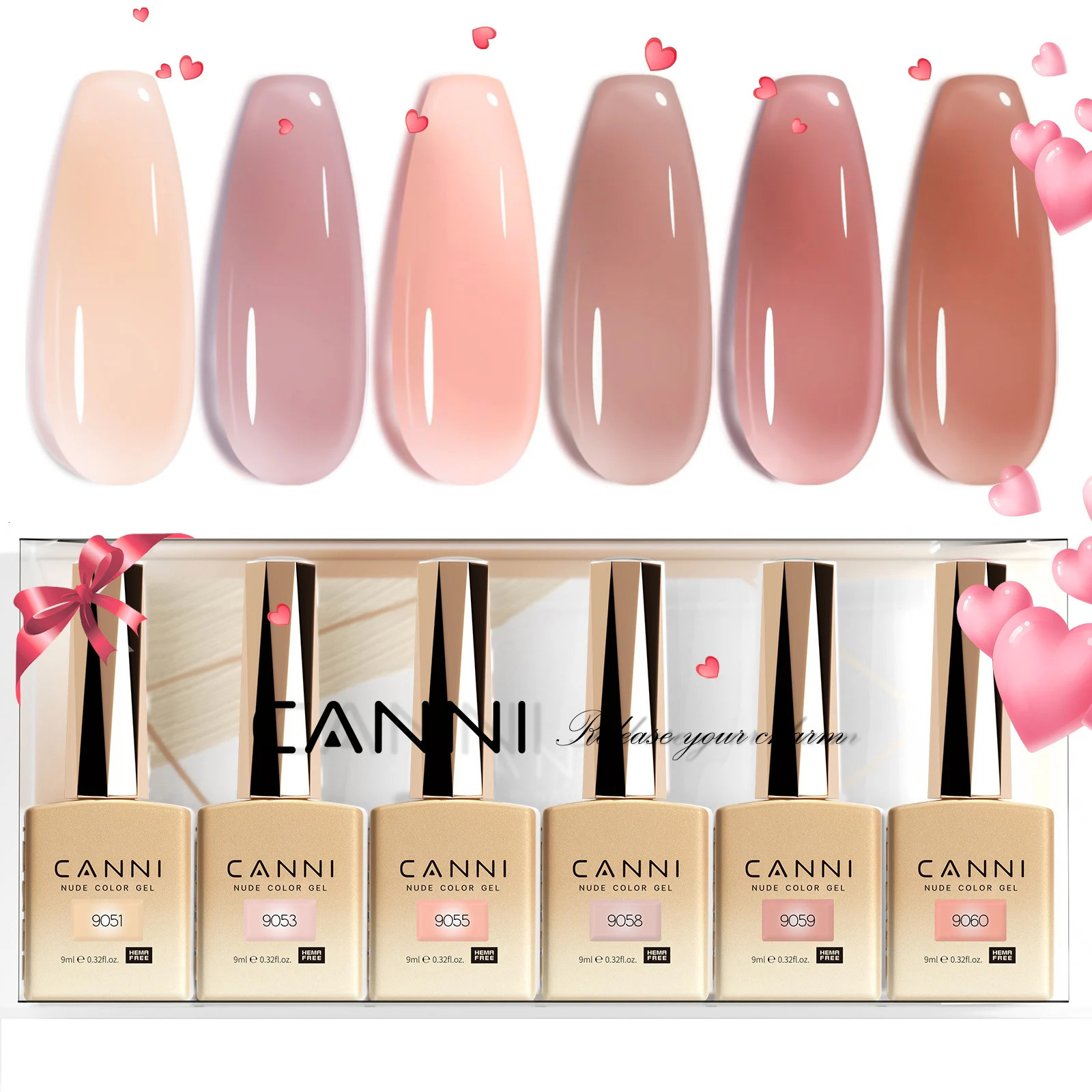 Upgraded HEMA FREE CANNI Nail Gel Polish Kit Light Purple Collection Jelly Pink Natural French Nail n Soak Off UV LED Nails 250314