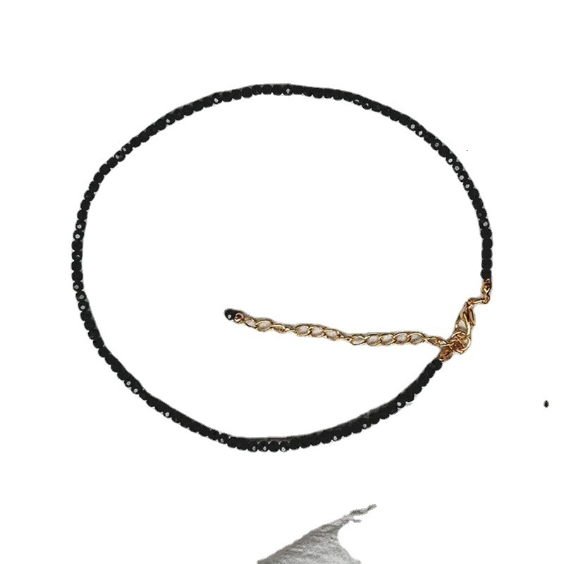 Black Crystal Glass Beaded Beaded Necklace for Women Fashion Choker Collarbone Chain Accessories