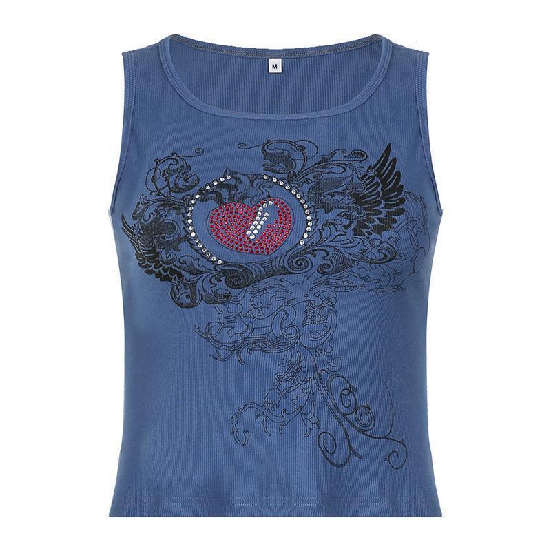 Summer Women's Personalized Hot Stamping Print Tight Round Neck Vest Sports Base Top