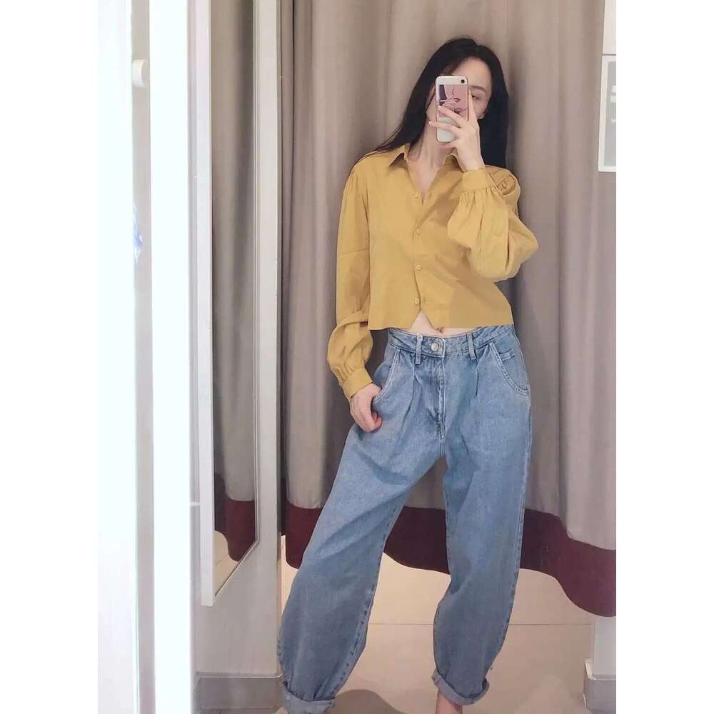 Maxdutti Woman England Vintage Street Loose Harem Mom High Waist Pleated Turnip Pants Boyfriend Jeans For Women