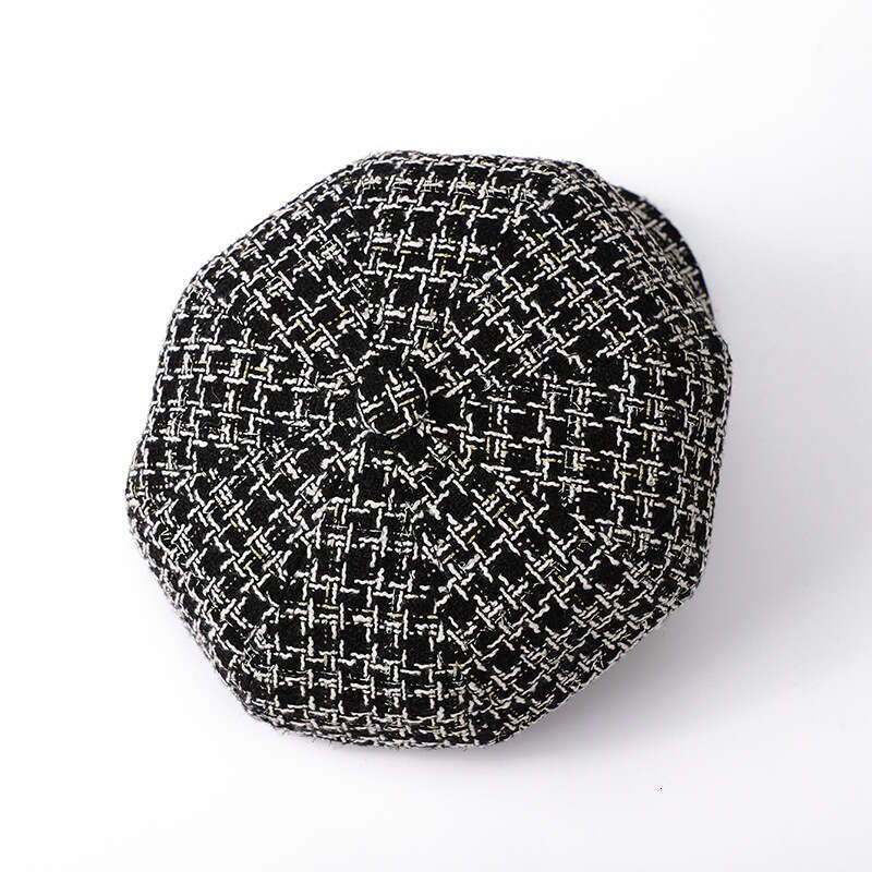 Xiaoxiangfeng black white octagonal artist's adult women's hat, autumn and winter sunshade, sun protection, travel trendy hat