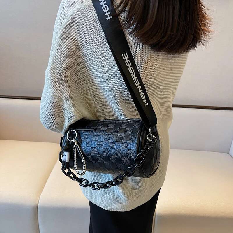 Small Women's Checkered New Autumn And Winter Popular Crossbody Chain Hand Bill Of Lading Shoulder Cyder Bag