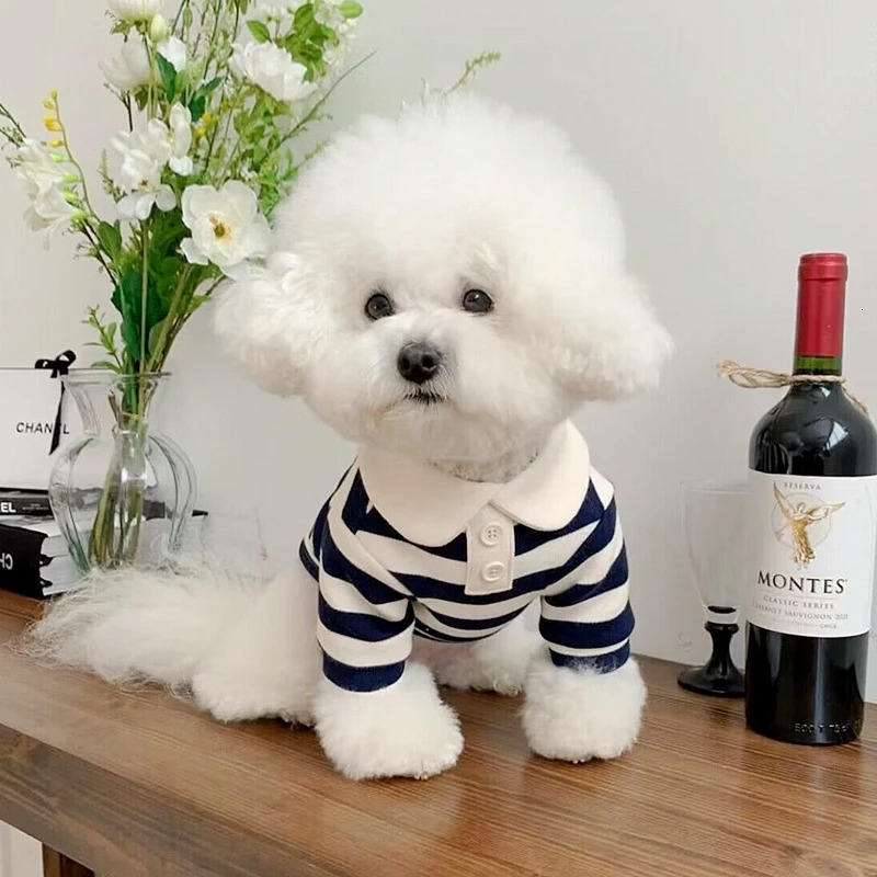 Summer dog polo shirt puppy clothing Bichon Frise Chihuahua striped sweater small and mediumsized cooling vest 250318