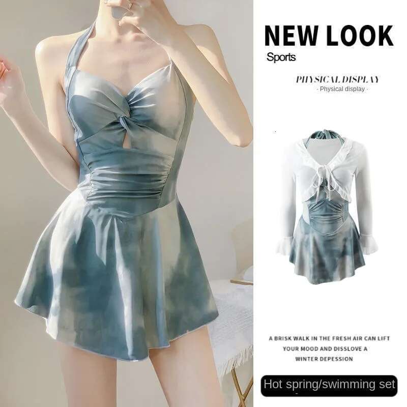 Women's one-piece swimsuit, conservative style, spicy girl style, collar skirt, belly and end coverage, new collection 2024