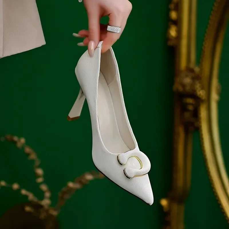 Spring Shoes for Wen Pointed Toe Thin Heel Wen Pumps Genuine Leather High H Wens Stiletto Shoes H Off Womens Shoes Y250317