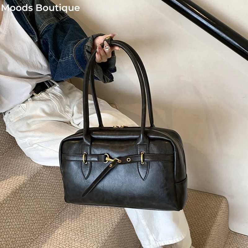MOODS Square Shoe Bags for Wen Little Bost Bag Solid Color PU Leather Large Capacity Handbag 2024 Lat Trend Handbag Y250318