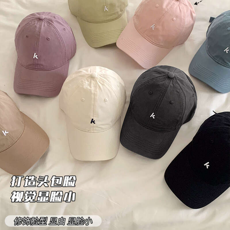 Korean version letter embroidery soft top baseball thin design, small face, big head circumference, sun protection and shading duckbill cap trendy